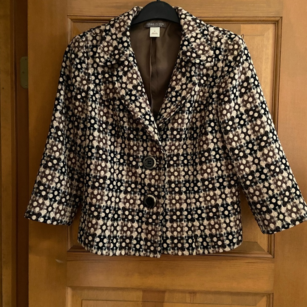 Sigrid Olsen 3/4 sleeved lined blazer with hexagon pattern EUC !
